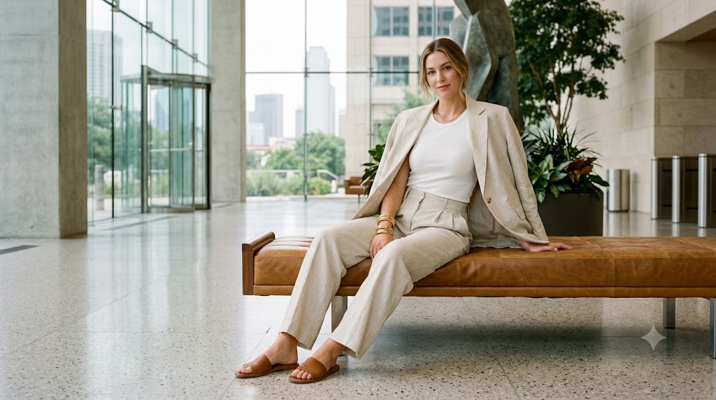 Oat Linen Oversized Blazer & Monochromatic Oat Trousers